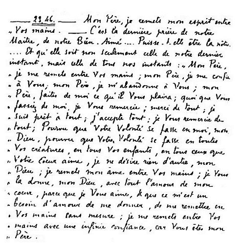 2019 CHARLES DE FOUCAUD priere manuscrite